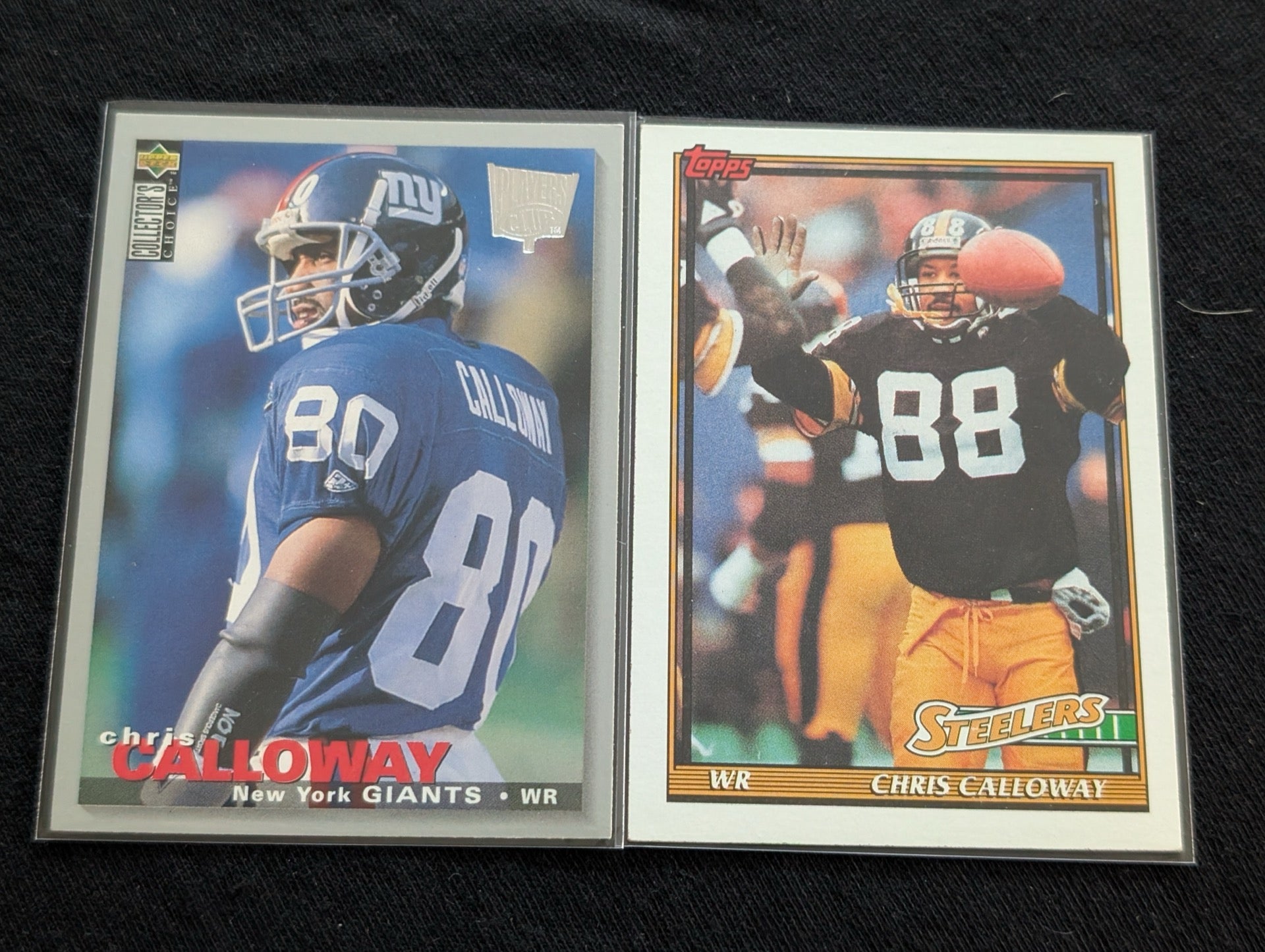 Chris Calloway Lot (2) 1991 Topps Steelers & 1993 Collector's Choice Giants
