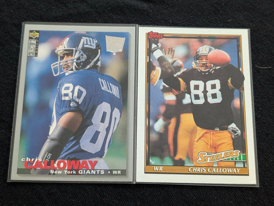 Chris Calloway Lot (2) 1991 Topps Steelers & 1993 Collector's Choice Giants