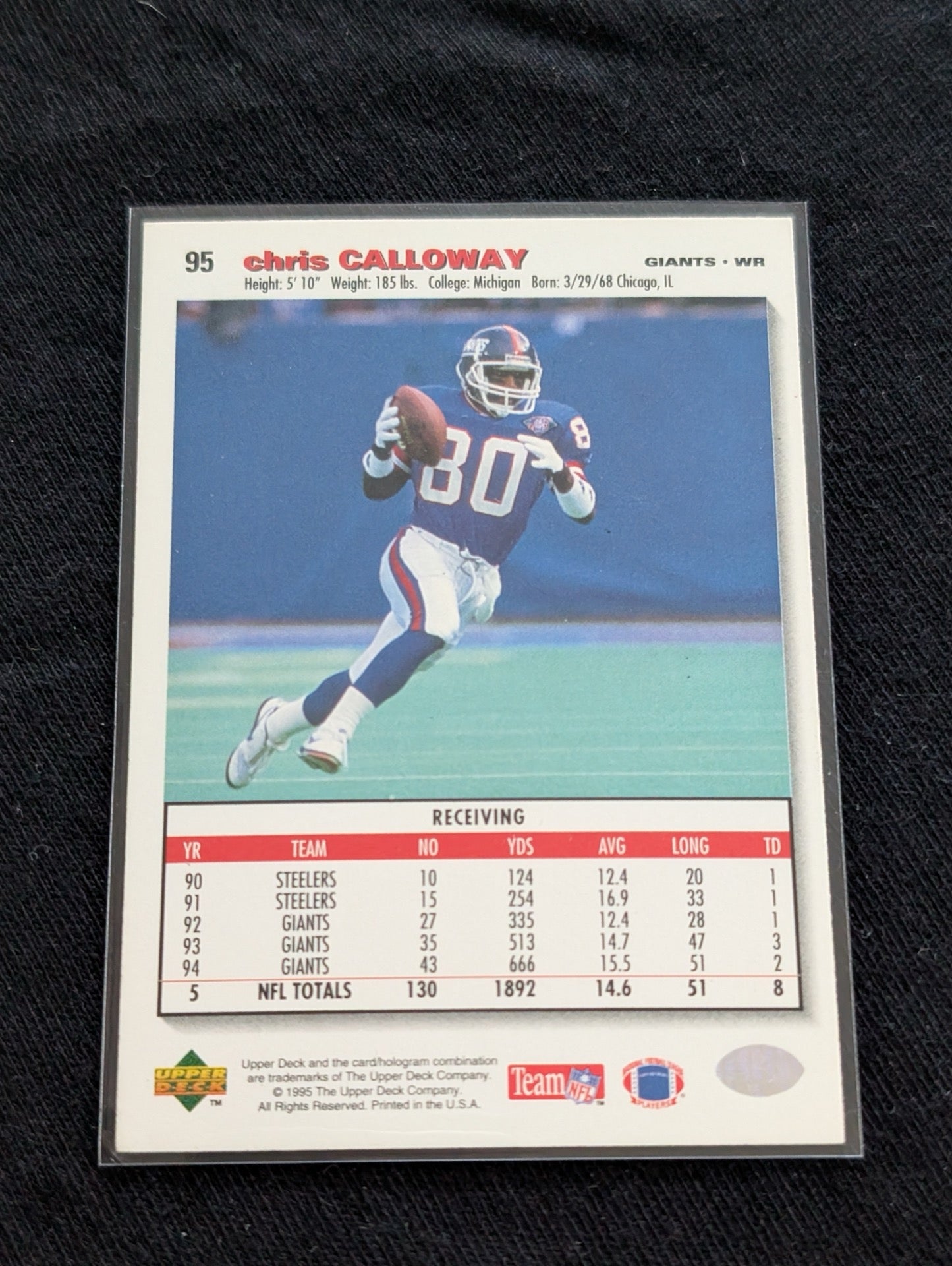 Chris Calloway Lot (2) 1991 Topps Steelers & 1993 Collector's Choice Giants