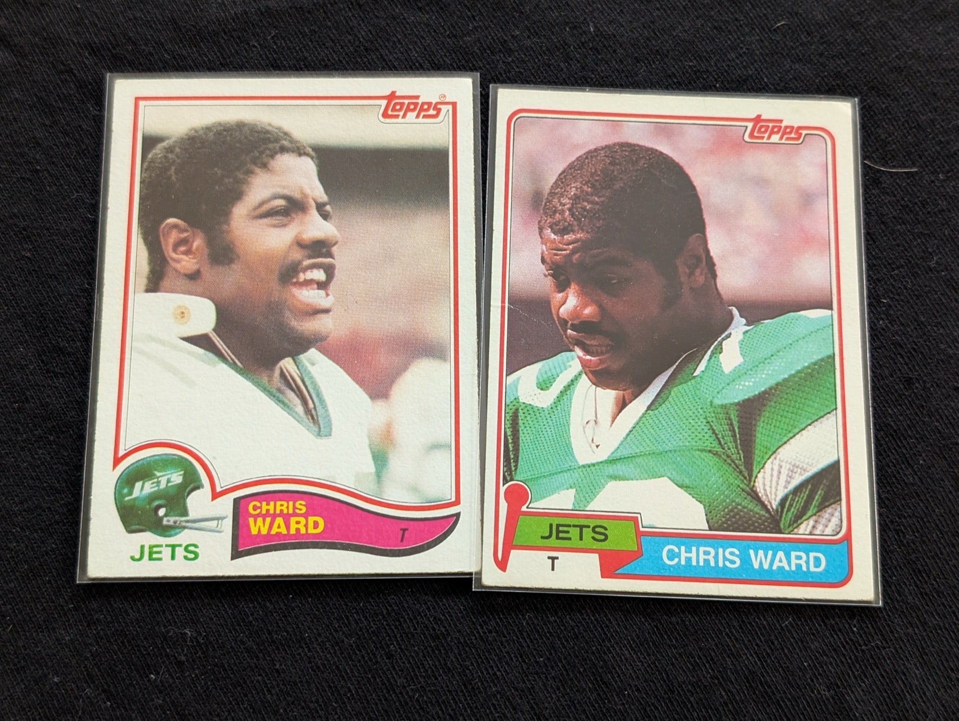 Chris Ward 1980 & 1981 Topps New York Jets Lot (2) Vintage Tackle Cards