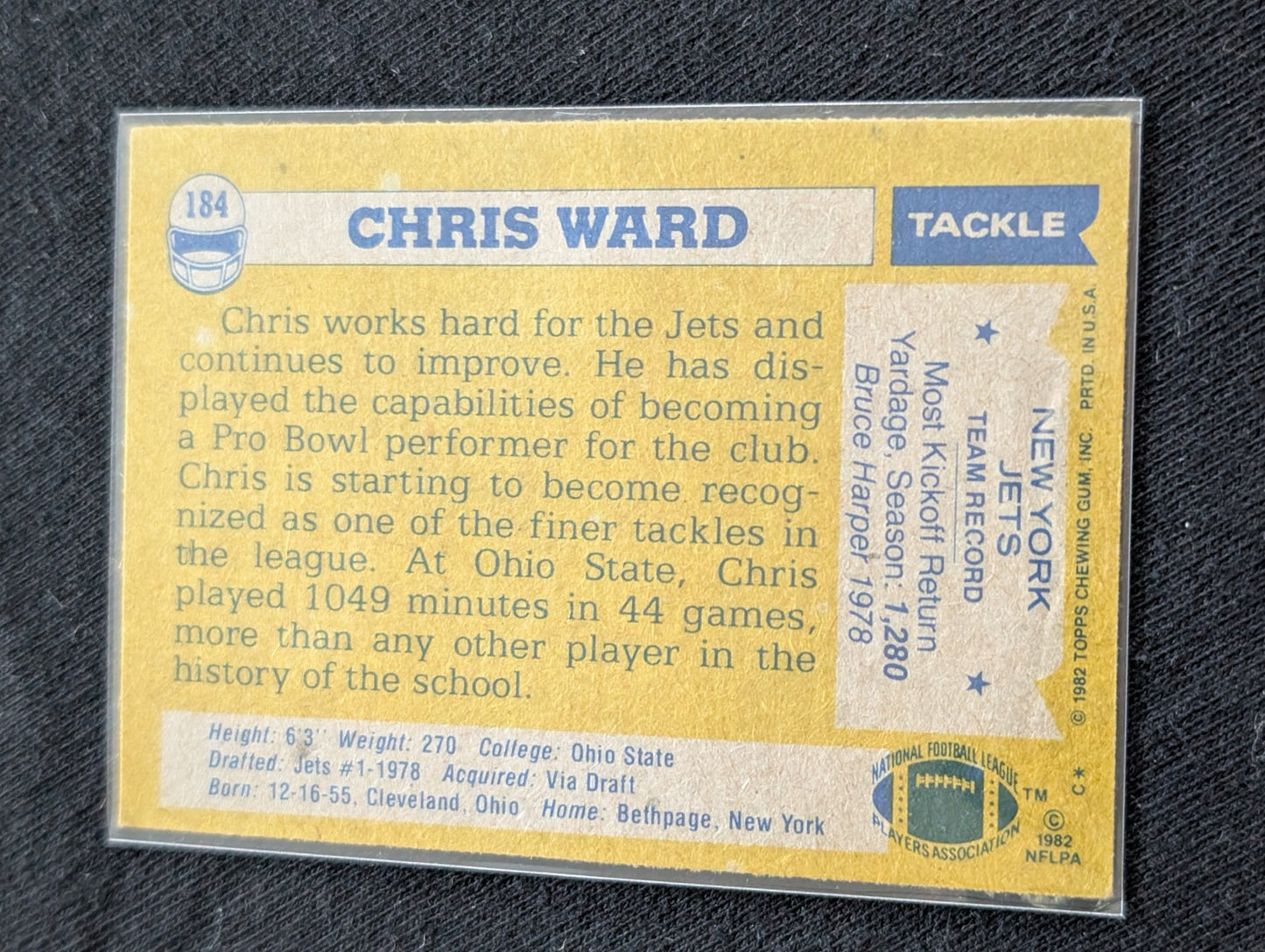 Chris Ward 1980 & 1981 Topps New York Jets Lot (2) Vintage Tackle Cards