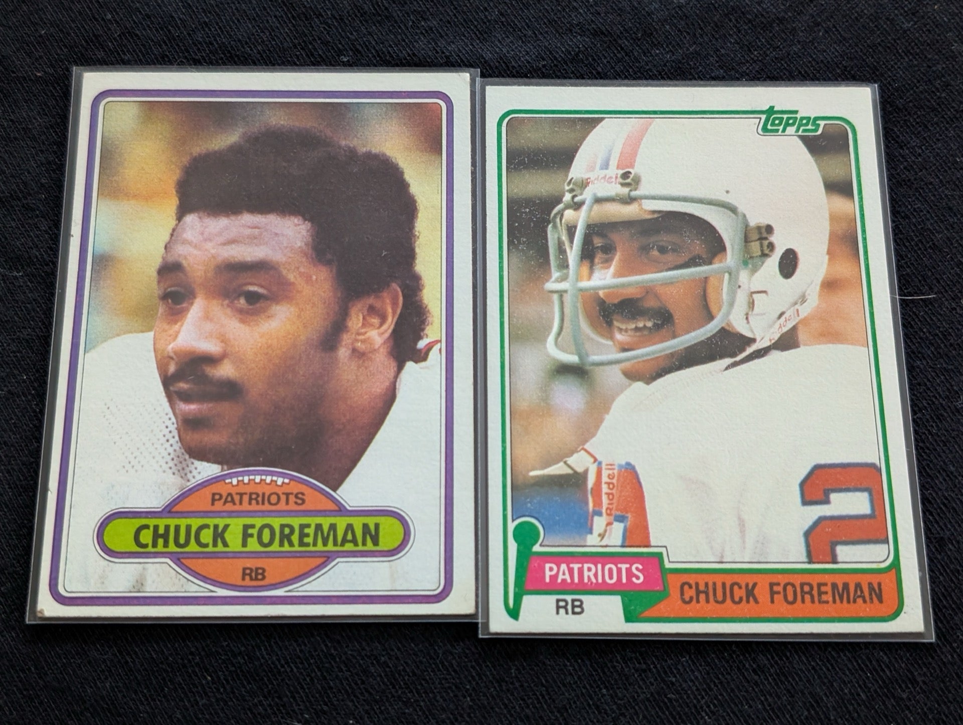 Chuck Foreman 1980 & 1981 Topps Patriots Lot (2) Vikings Legend RB Cards