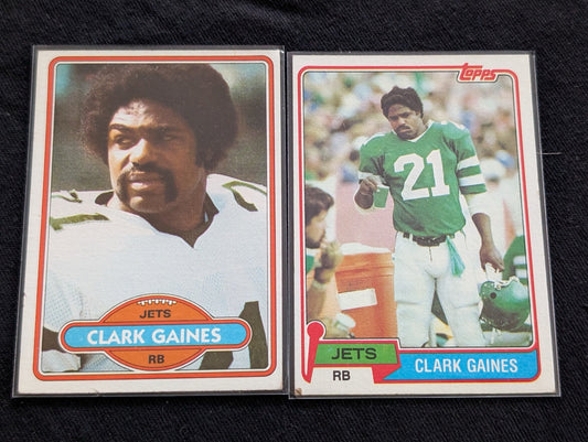 Clark Gaines 1979 & 1980 Topps New York Jets Lot (2) Vintage RB Cards