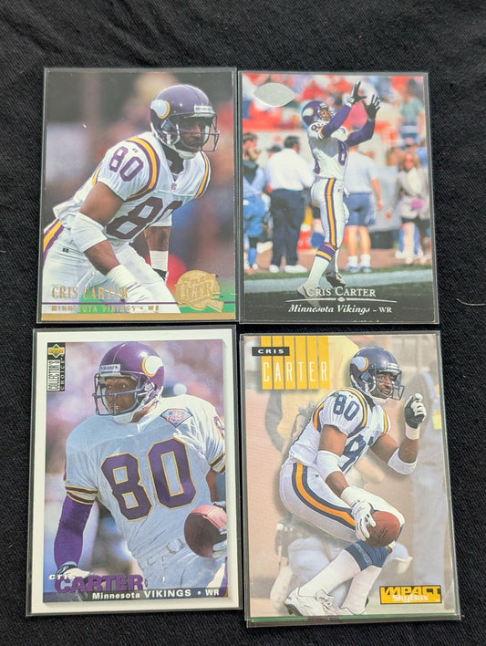 Cris Carter HOF Vikings Lot (4) 90s Cards Fleer Playoff Collector's Choice