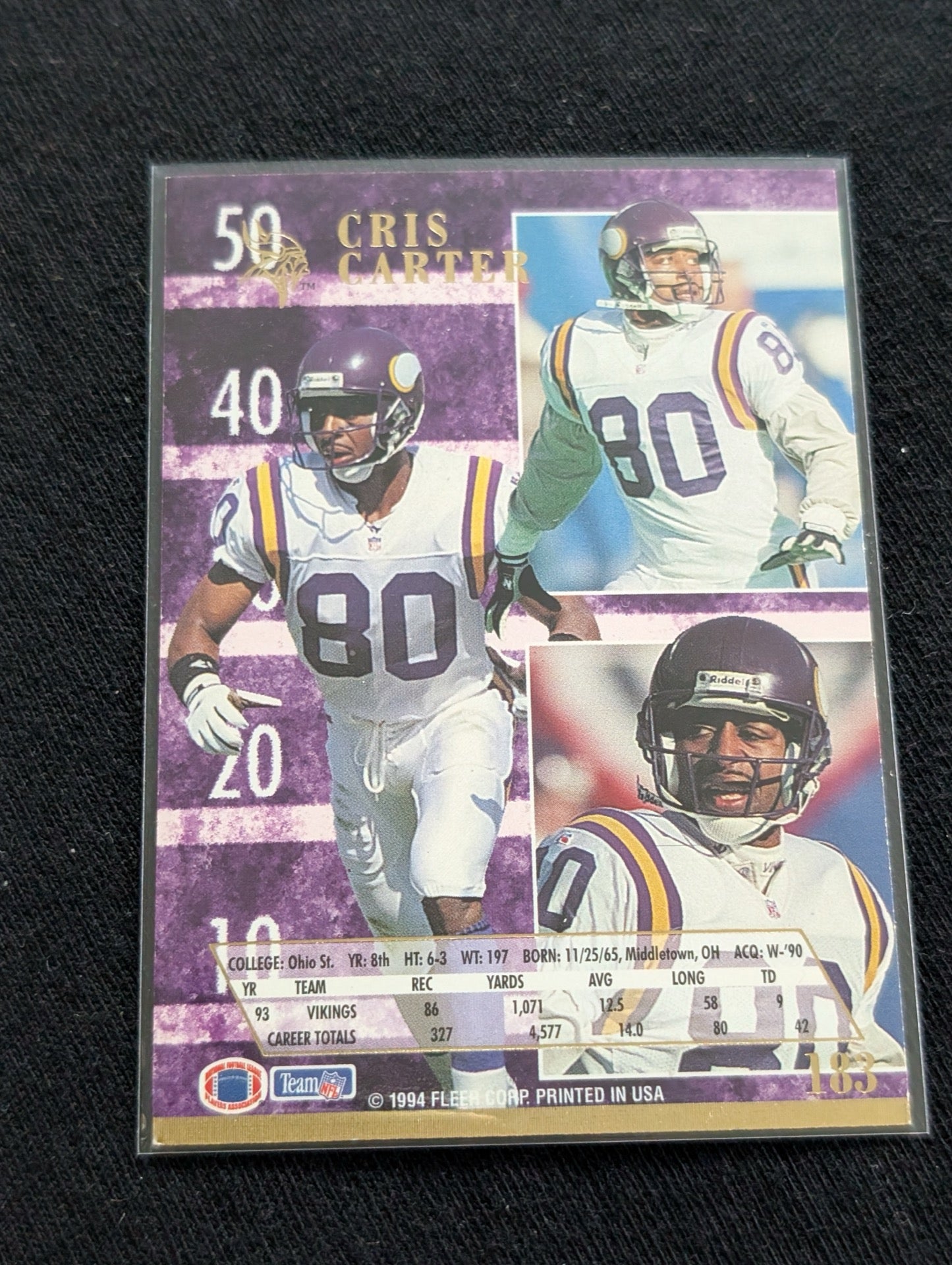 Cris Carter HOF Vikings Lot (4) 90s Cards Fleer Playoff Collector's Choice