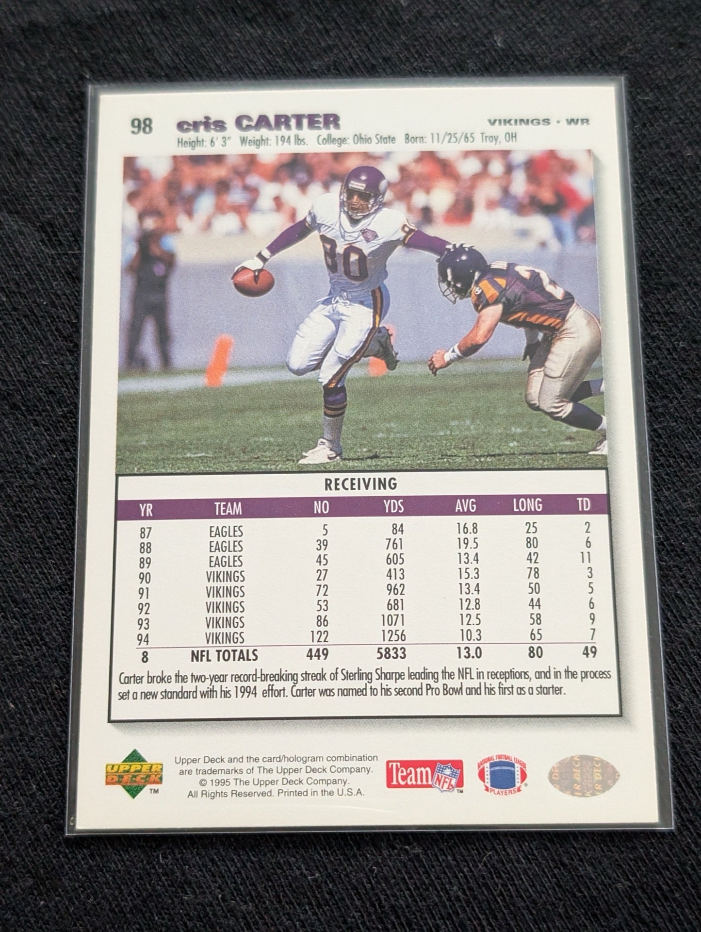 Cris Carter HOF Vikings Lot (4) 90s Cards Fleer Playoff Collector's Choice