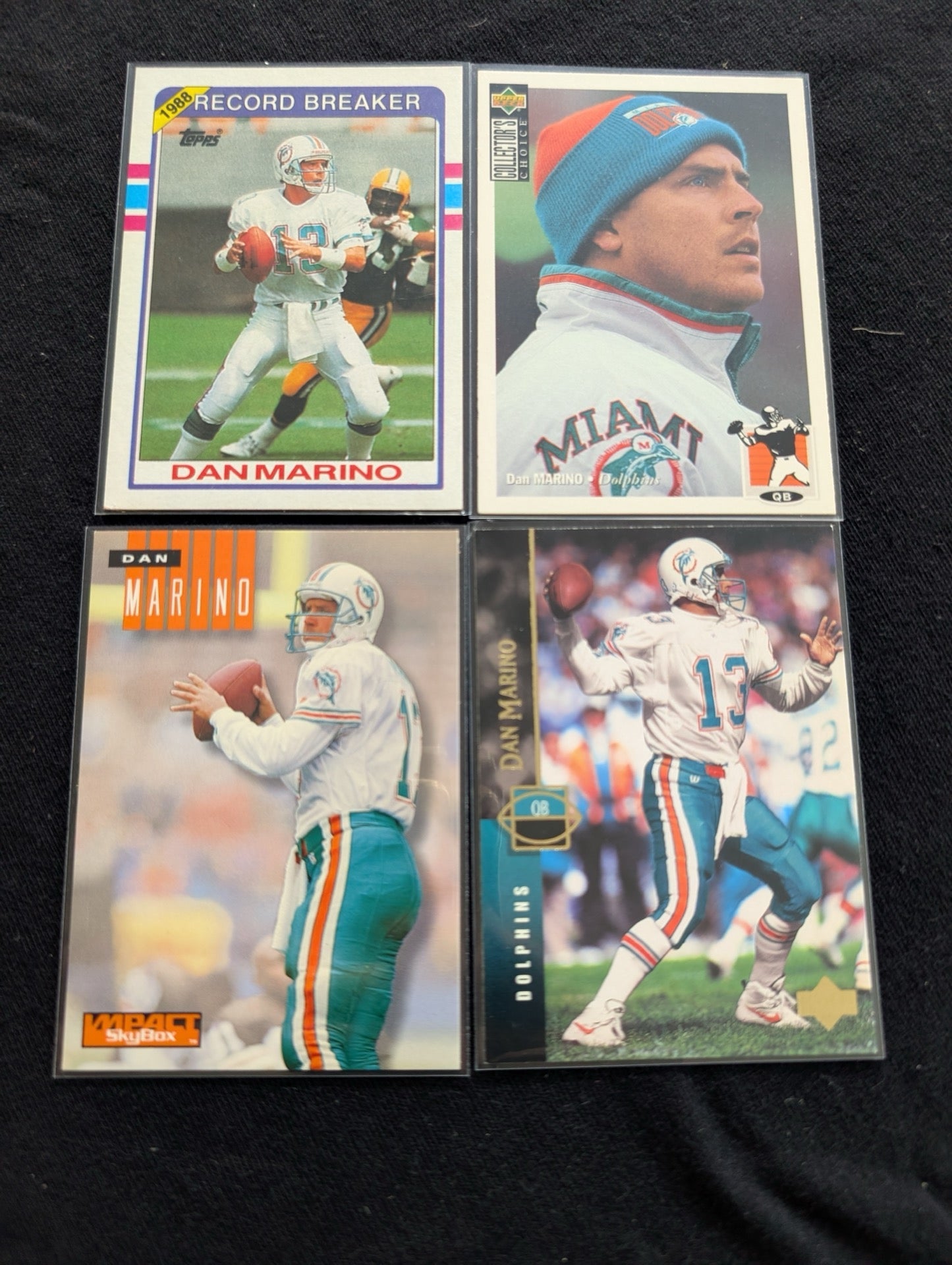 Dan Marino HOF Dolphins QB Legends Card Lot (4) Topps, SkyBox, UD