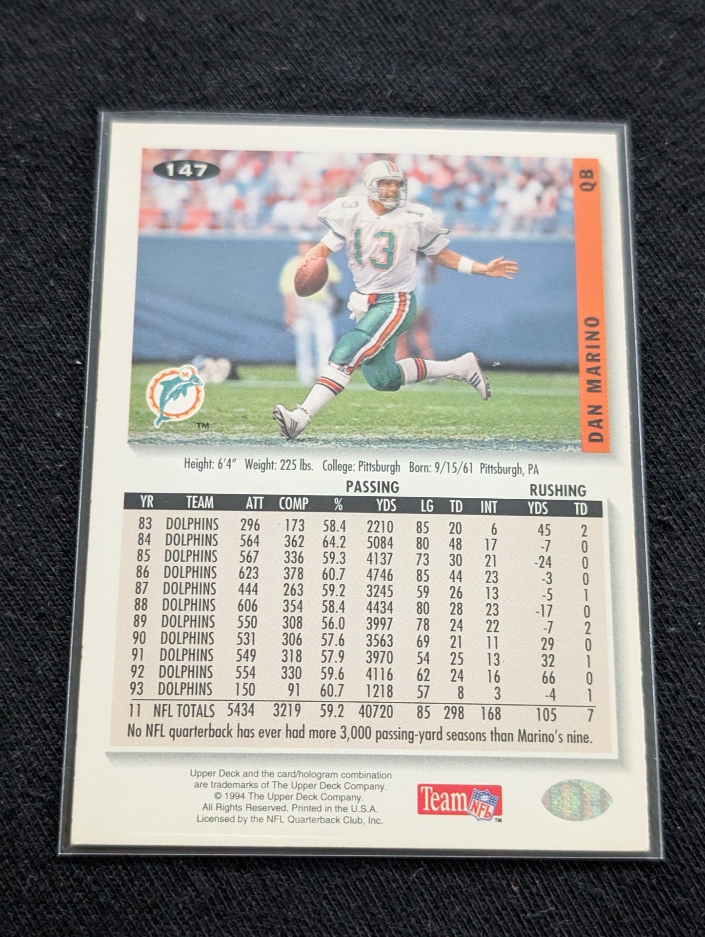 Dan Marino HOF Dolphins QB Legends Card Lot (4) Topps, SkyBox, UD