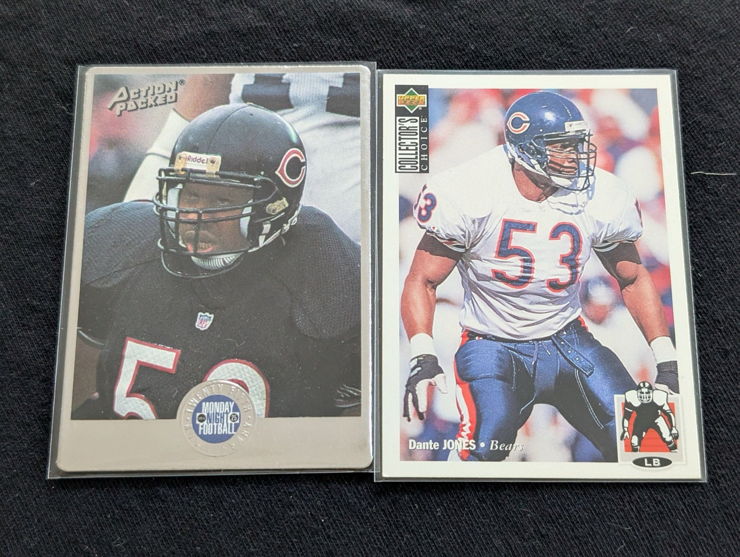 Dante Jones 1994 Collector's Choice + 1990 Action Packed MNF Card Lot (2)