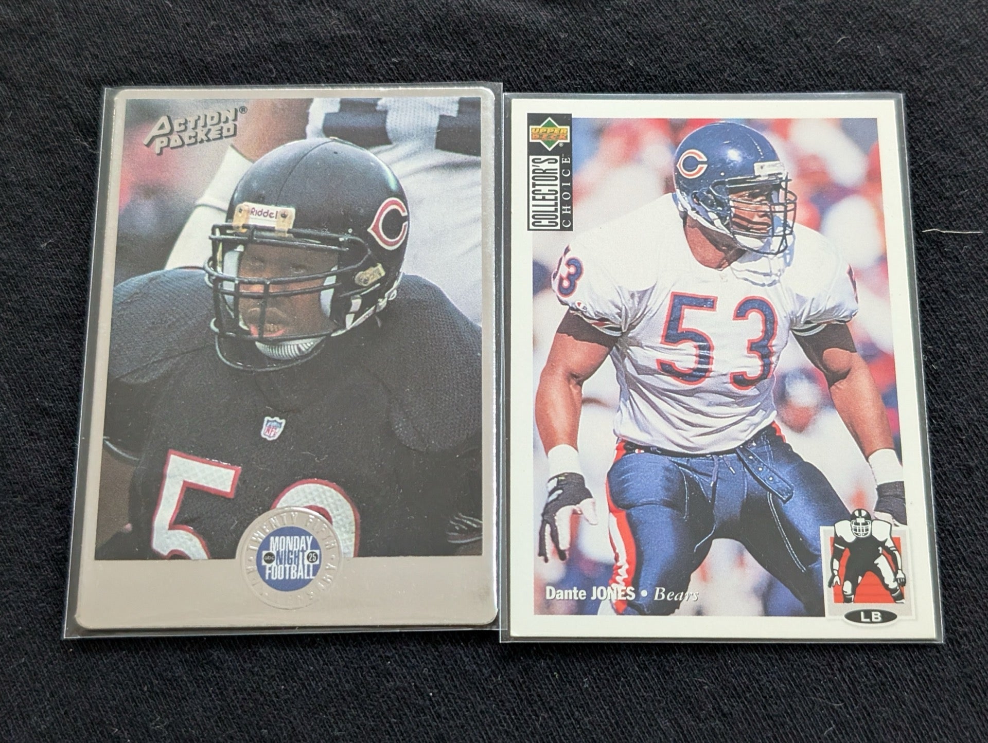 Dante Jones 1994 Collector's Choice + 1990 Action Packed MNF Card Lot (2)