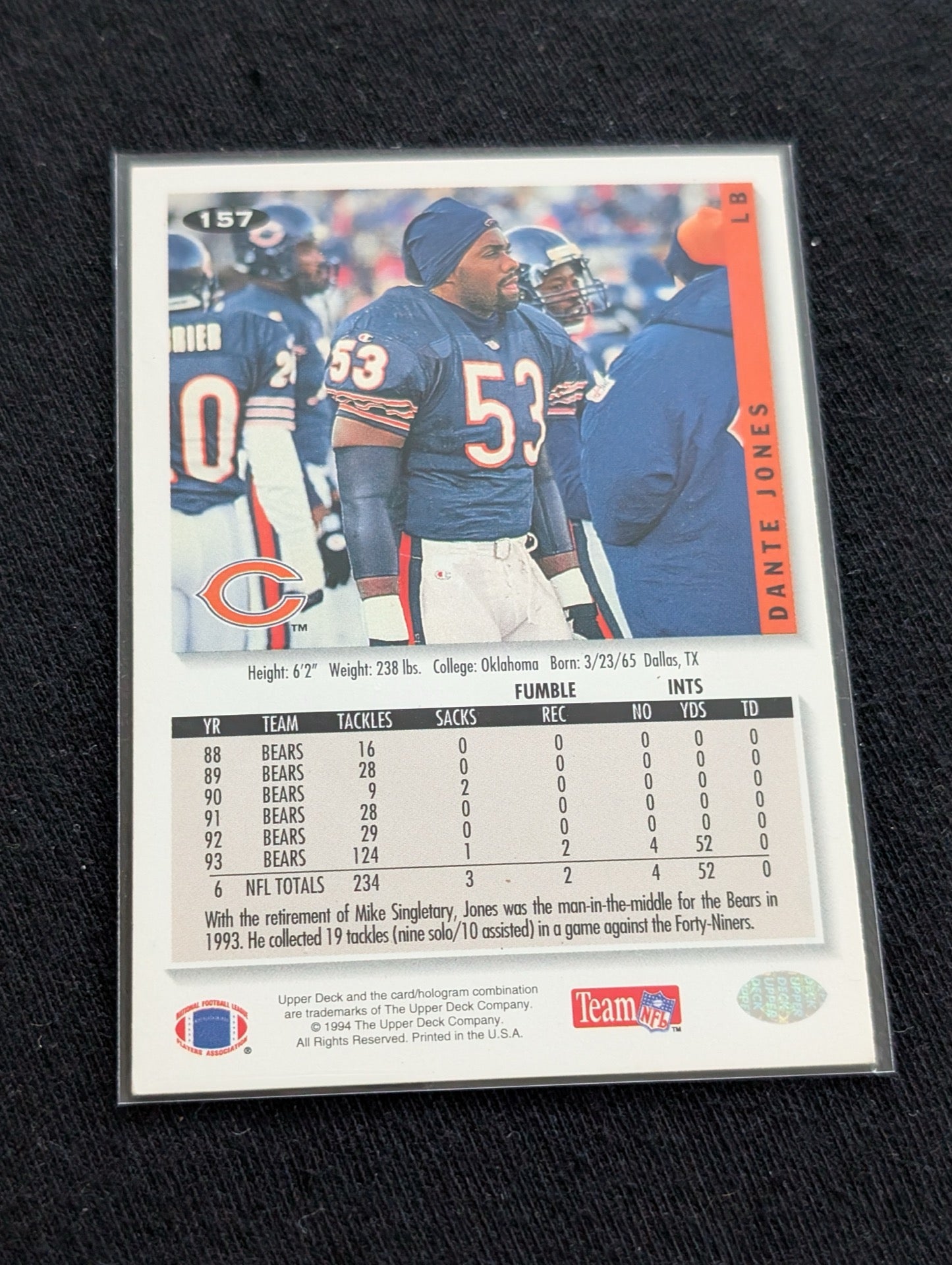Dante Jones 1994 Collector's Choice + 1990 Action Packed MNF Card Lot (2)