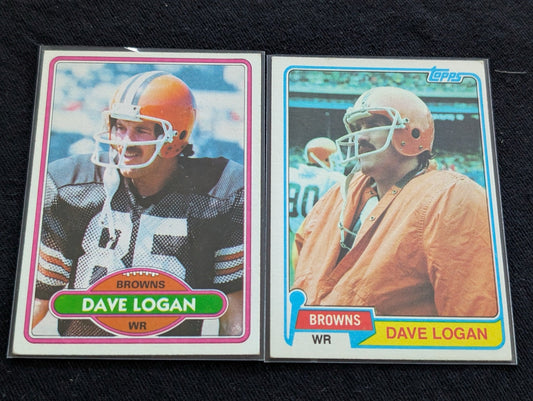 Dave Logan Cleveland Browns Vintage Topps Card Lot (2) "Kardiac Kids"