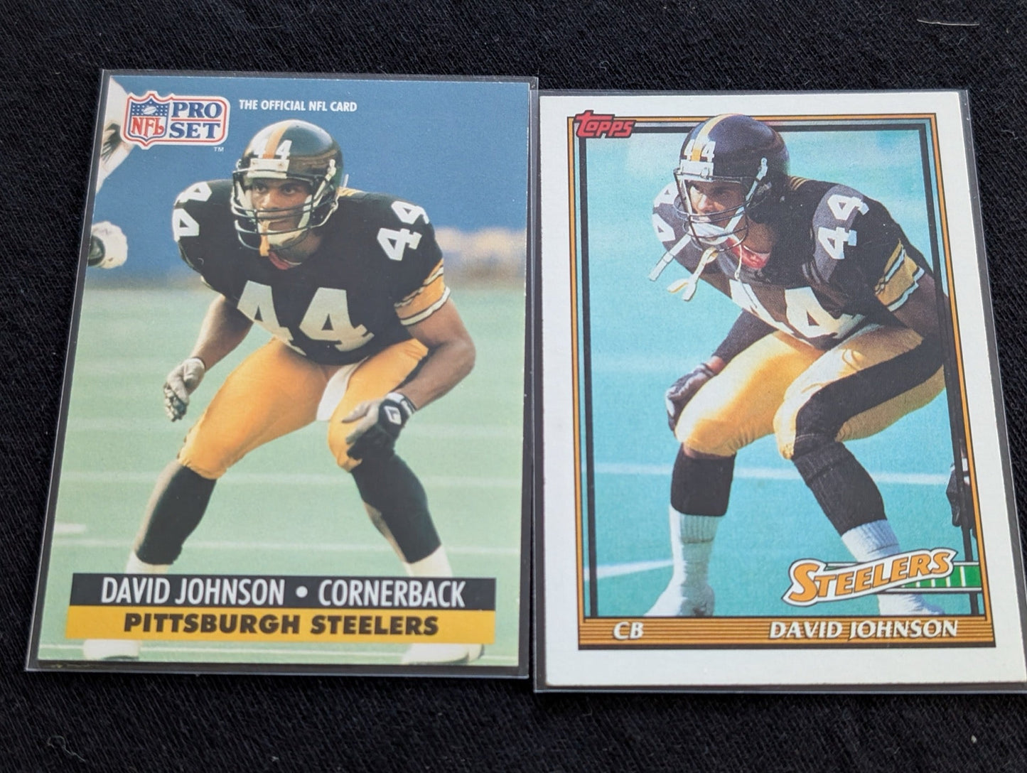 David Johnson Pittsburgh Steelers Cornerback Lot (2) 1990 Pro Set & Topps