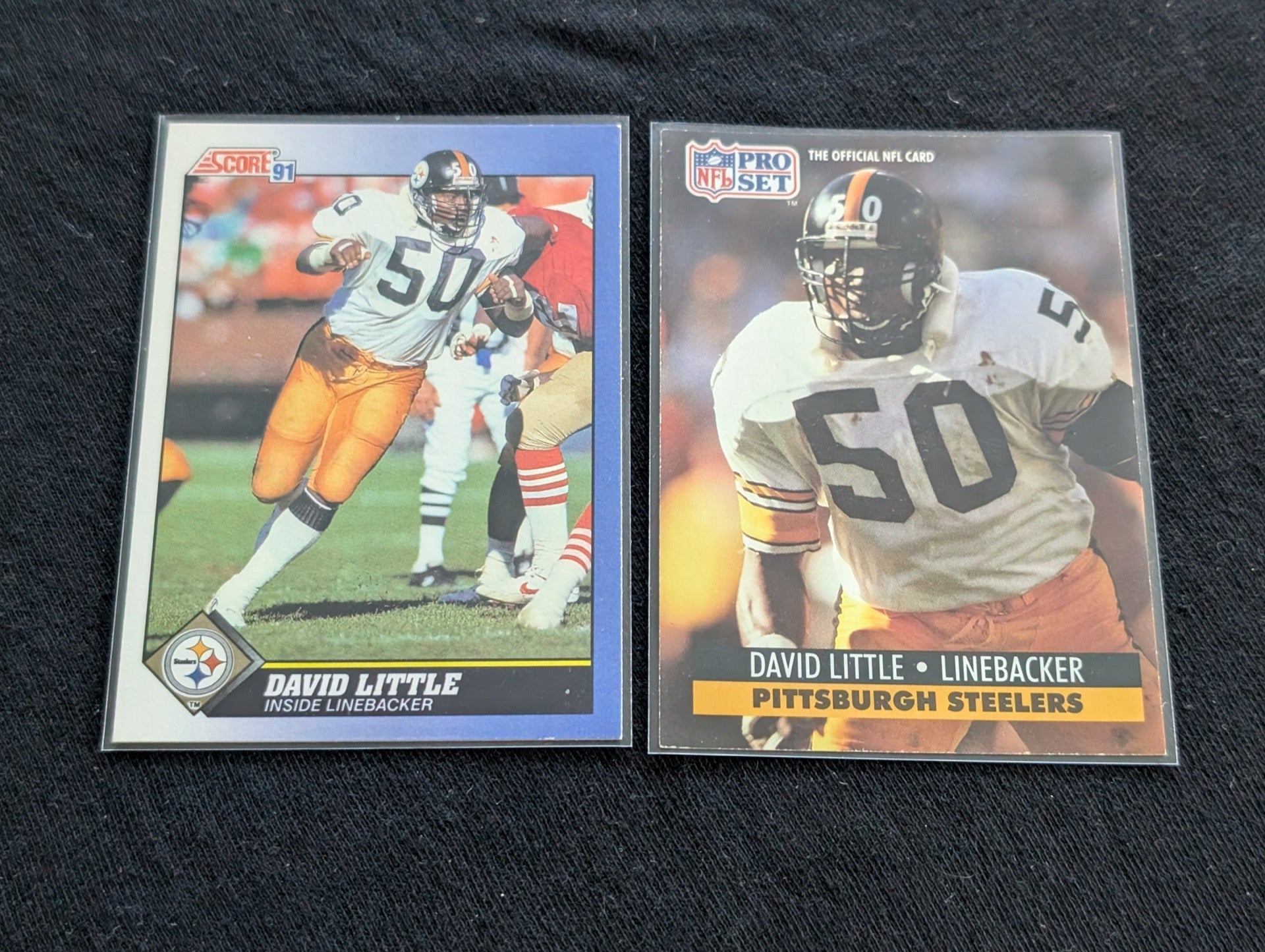 David Little Pittsburgh Steelers LB Card Lot (2) 1991 Score & 1990 Pro Set