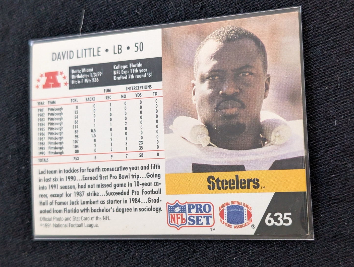 David Little Pittsburgh Steelers LB Card Lot (2) 1991 Score & 1990 Pro Set