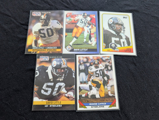 David Little Pittsburgh Steelers LB Card Lot (5) Topps, Pro Set, Score 90-91