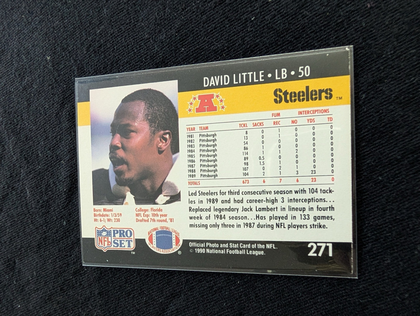 David Little Pittsburgh Steelers LB Card Lot (5) Topps, Pro Set, Score 90-91