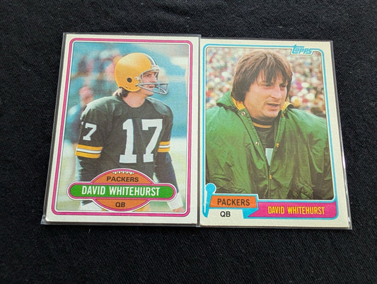 David Whitehurst Green Bay Packers QB Vintage Topps Card Lot (2) 1980 1981