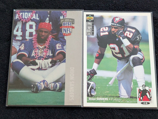 Deion Sanders HOF Prime Time Card Lot (2) 1994 Collector's Choice & Best