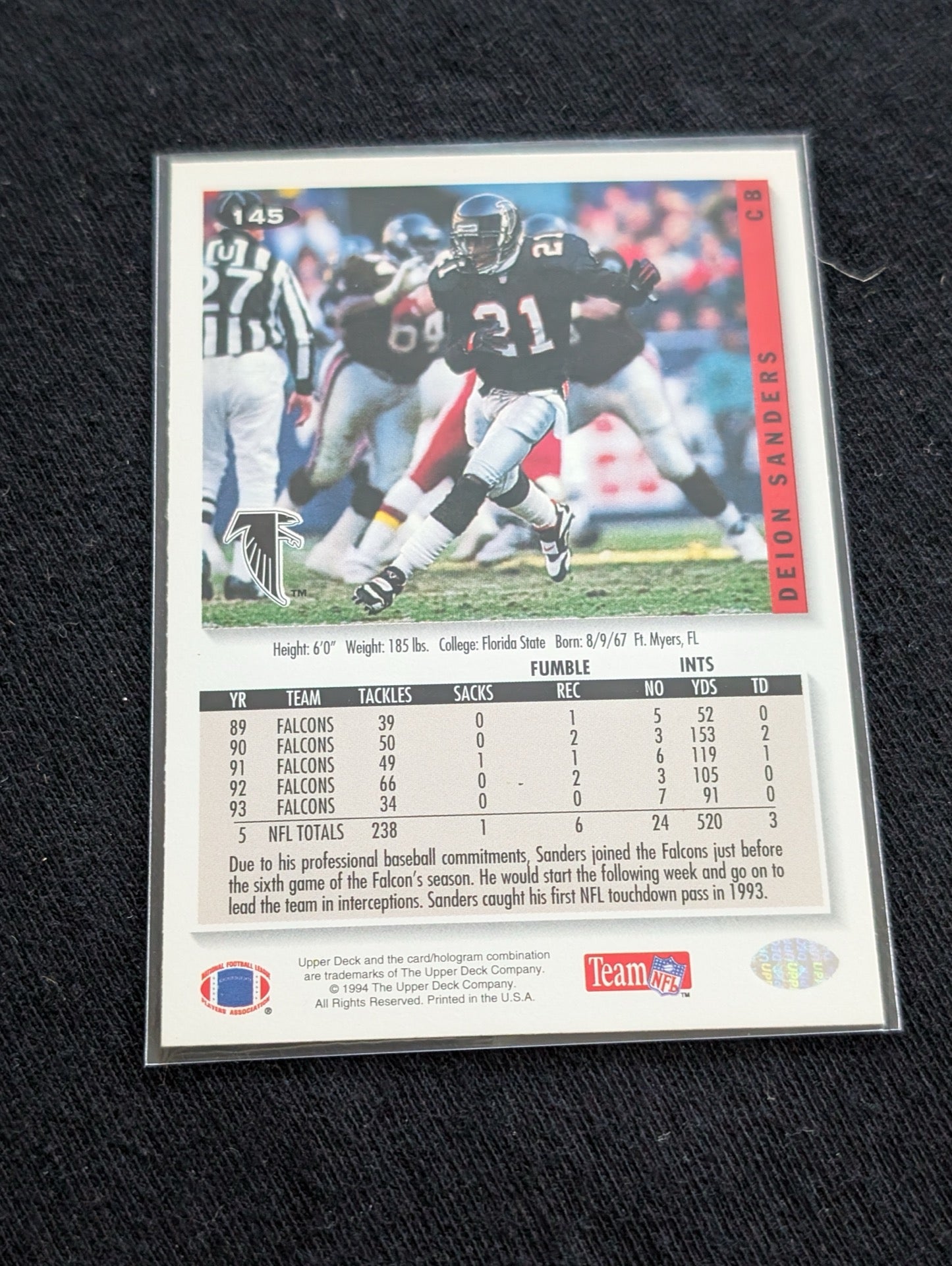 Deion Sanders HOF Prime Time Card Lot (2) 1994 Collector's Choice & Best