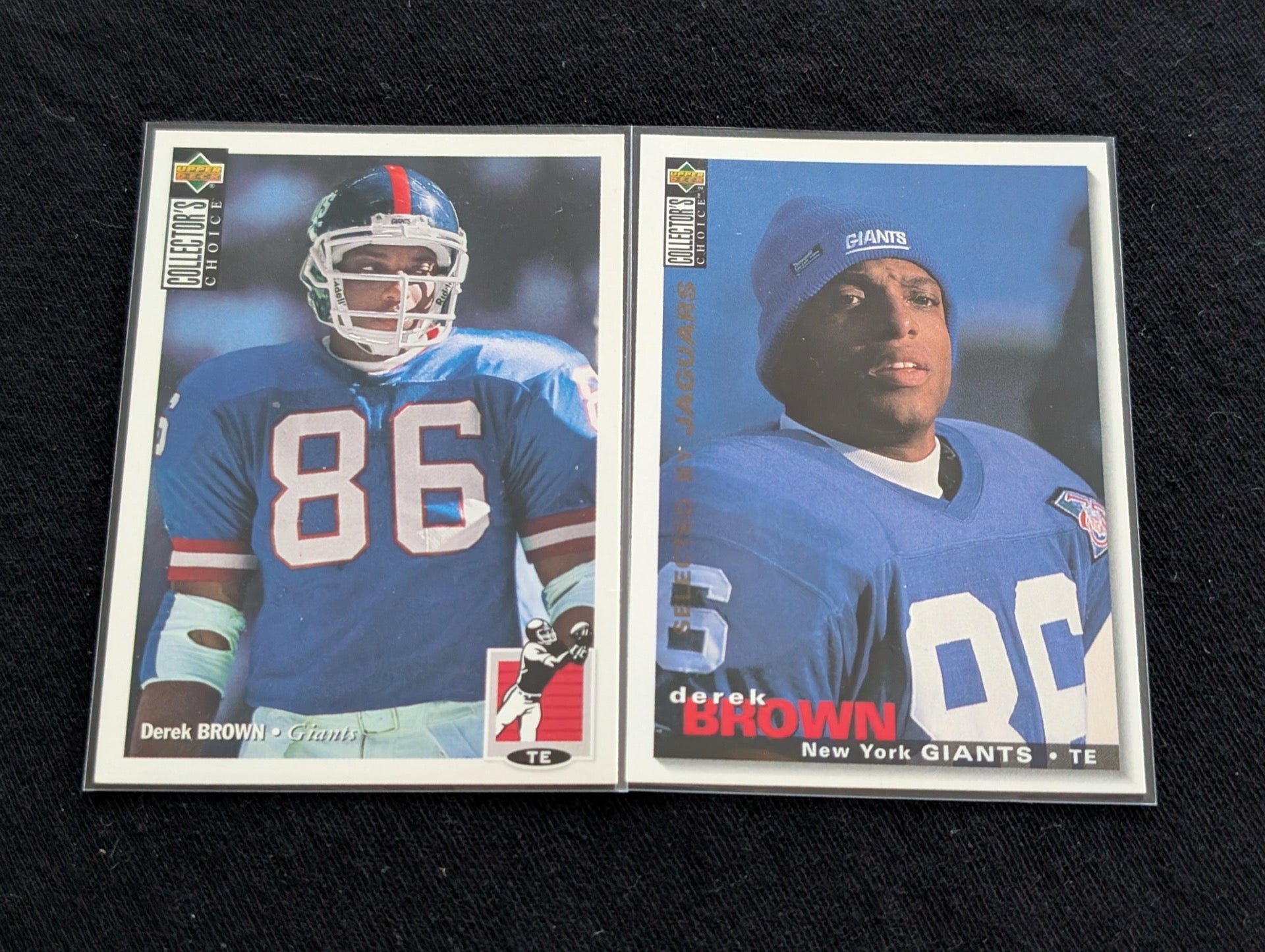 Derek Brown New York Giants TE Card Lot (2) 1994 & 1995 Collector's Choice