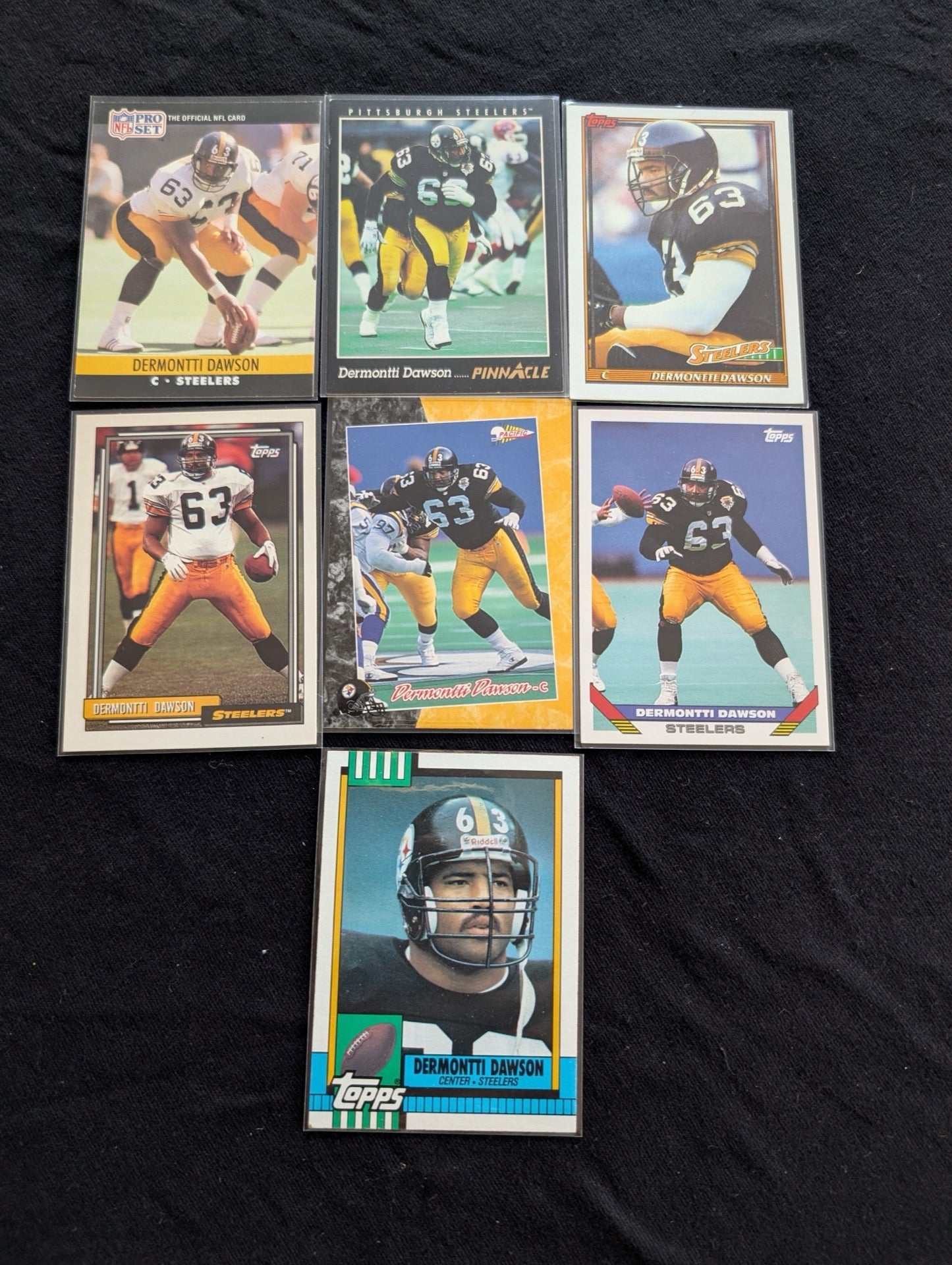 Dermontti Dawson HOF Steelers Center Legend Card Lot (7) Topps, Score, Pro Set