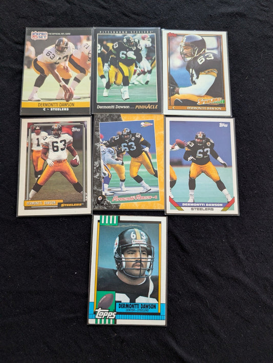 Dermontti Dawson HOF Steelers Center Legend Card Lot (7) Topps, Score, Pro Set