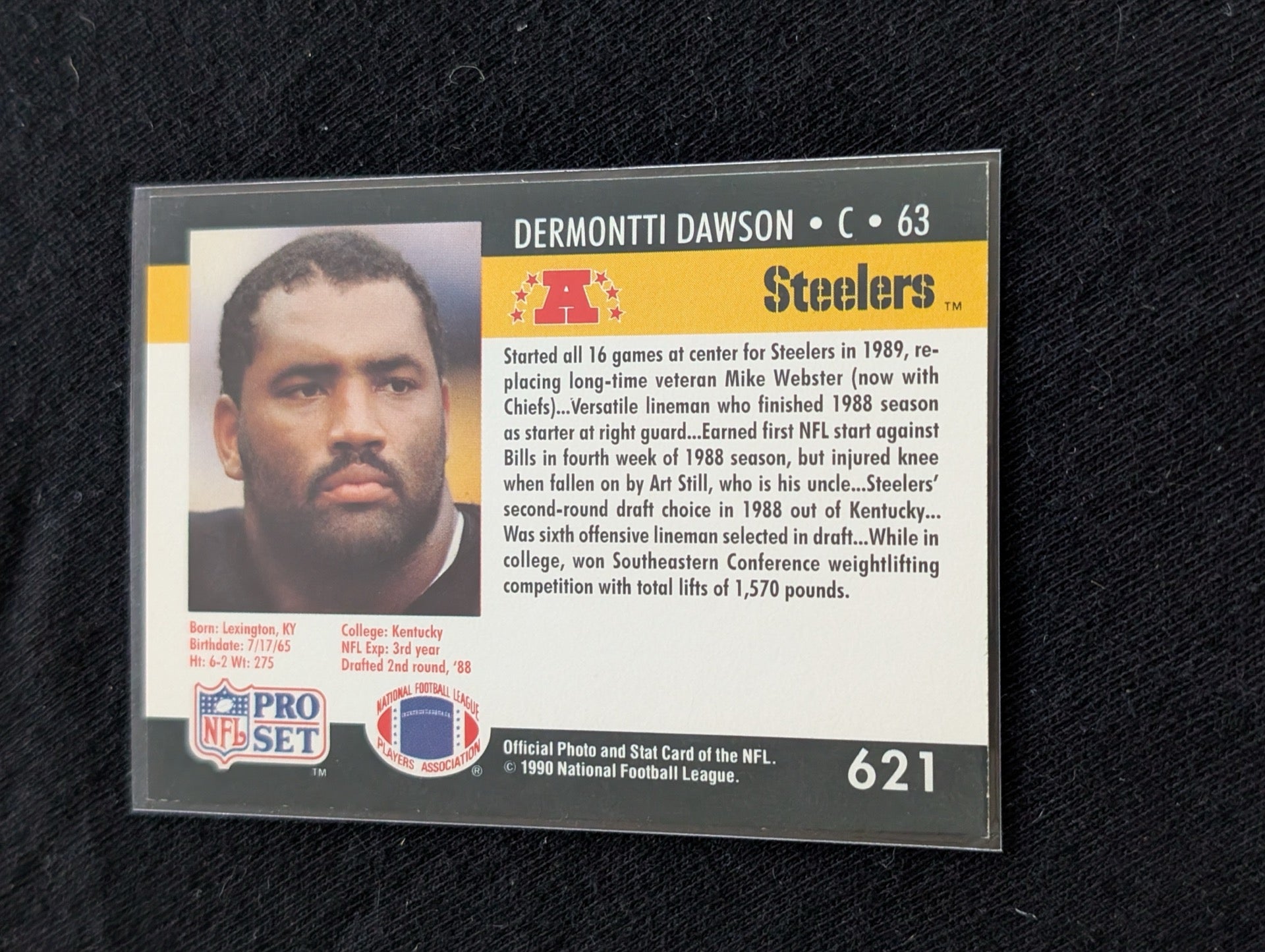 Dermontti Dawson HOF Steelers Center Legend Card Lot (7) Topps, Score, Pro Set