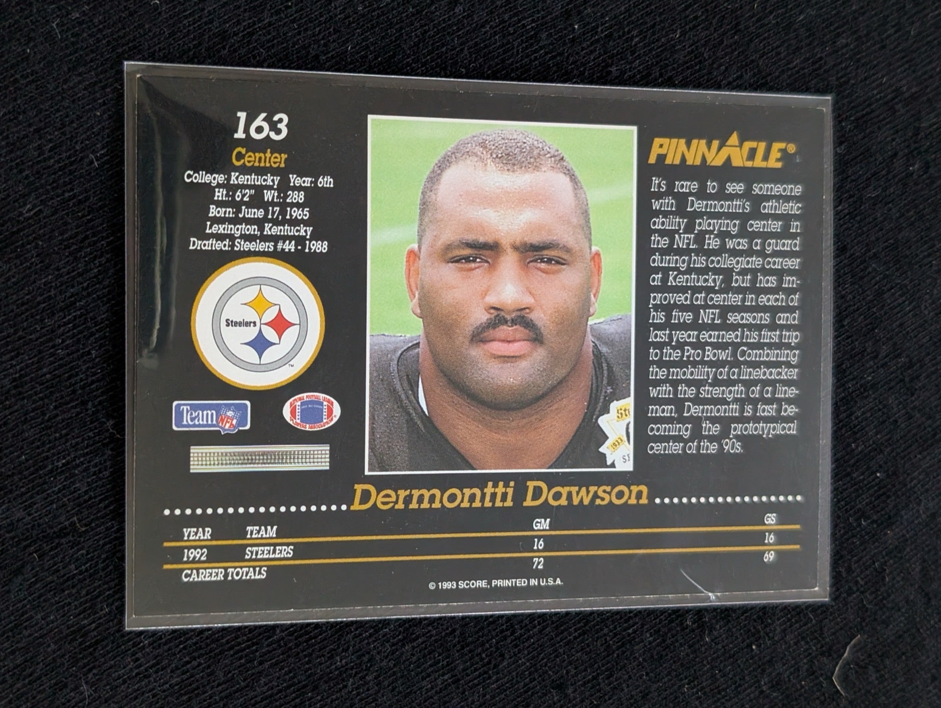 Dermontti Dawson HOF Steelers Center Legend Card Lot (7) Topps, Score, Pro Set
