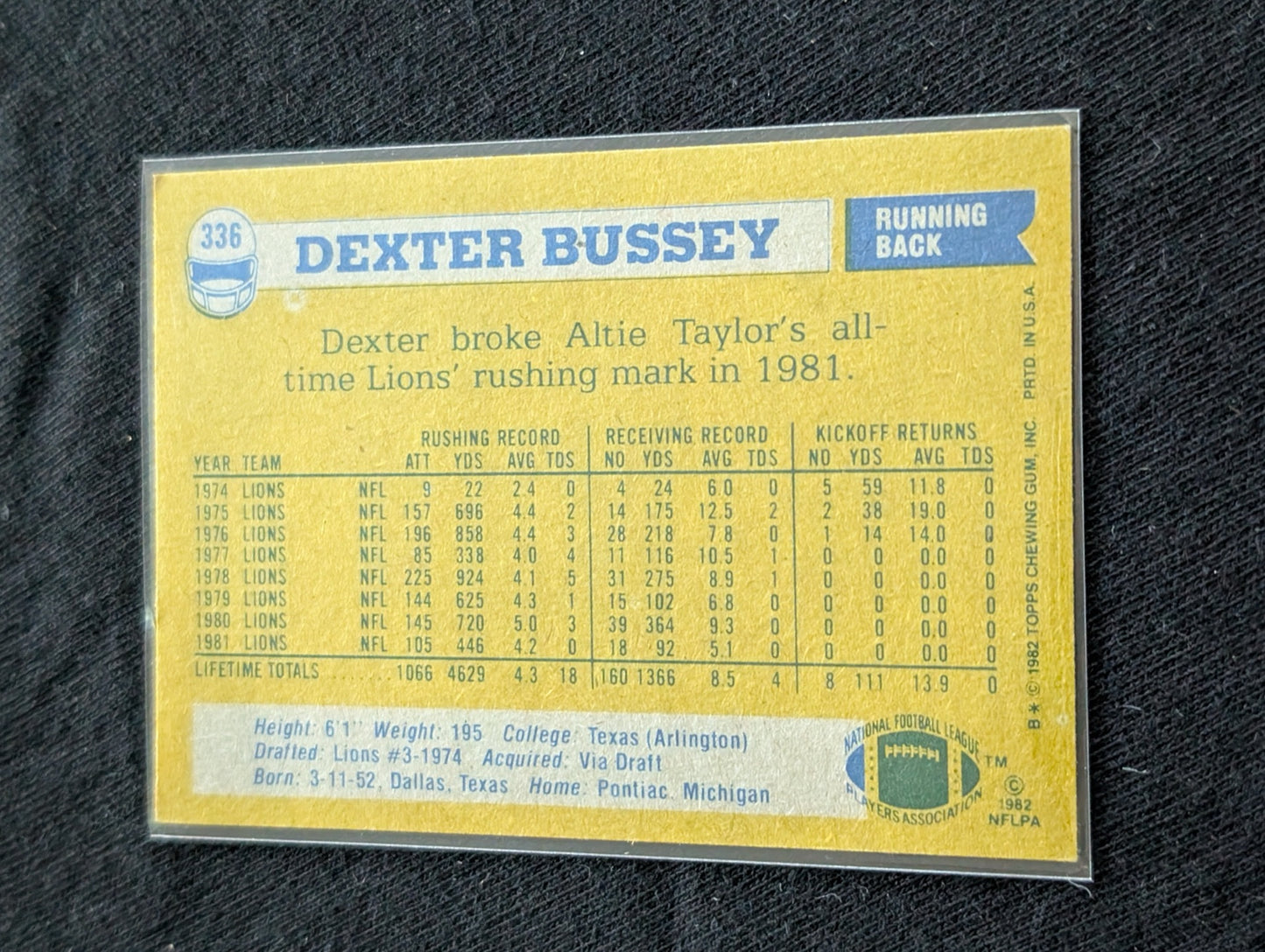 Dexter Bussey 1980 & 1981 Topps Detroit Lions Football Card Lot (2)