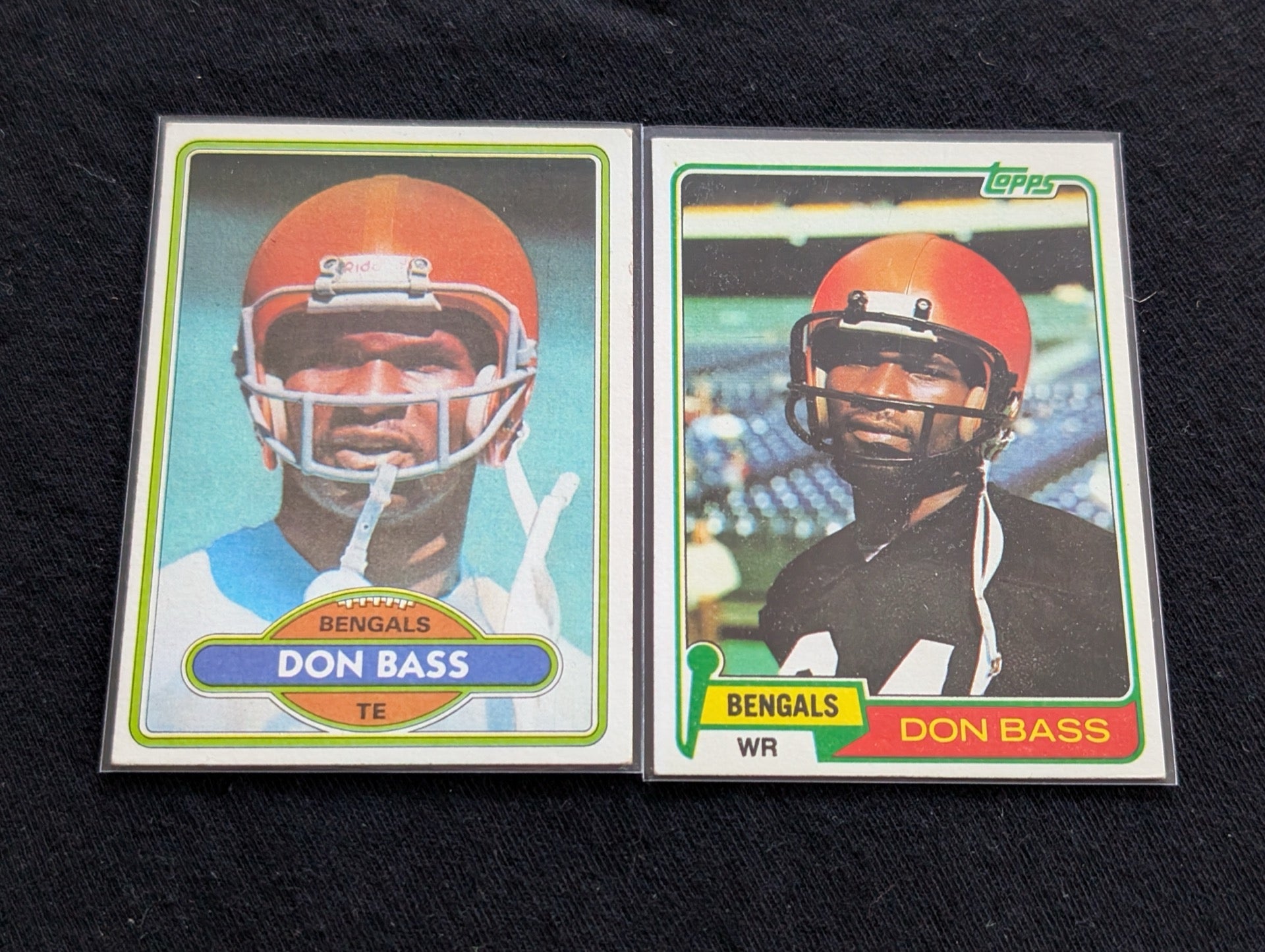 Don Bass Cincinnati Bengals Vintage Topps Card Lot (2) 1980 1981