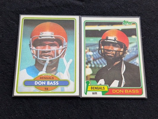 Don Bass Cincinnati Bengals Vintage Topps Card Lot (2) 1980 1981