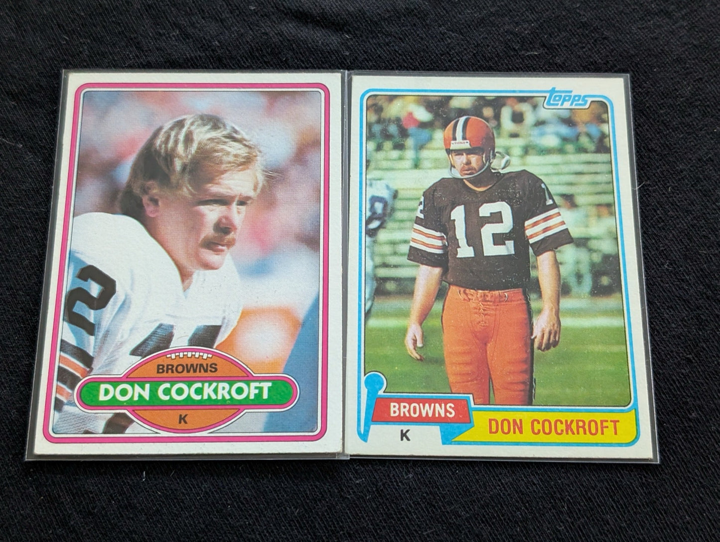 Don Cockroft Cleveland Browns Kicker Vintage Topps Card Lot (2) 1979 1980