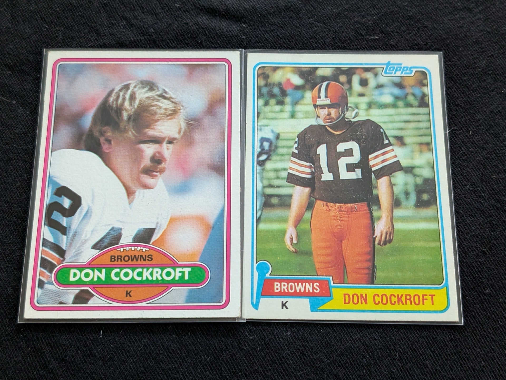 Don Cockroft Cleveland Browns Kicker Vintage Topps Card Lot (2) 1979 1980