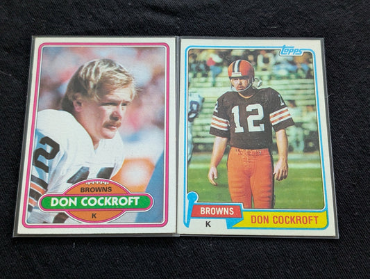Don Cockroft Cleveland Browns Kicker Vintage Topps Card Lot (2) 1979 1980