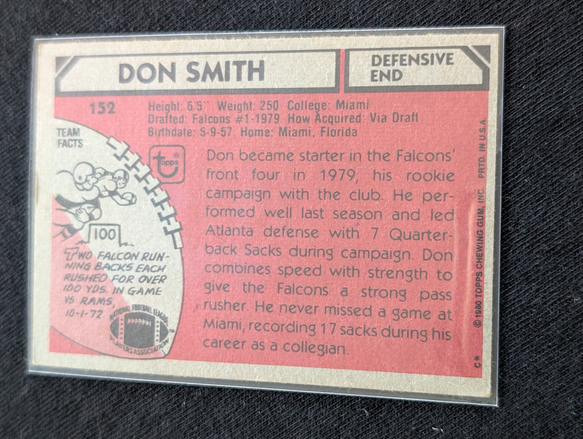 Don Smith Atlanta Falcons Vintage Topps Card Lot (2) 1980 & 1981