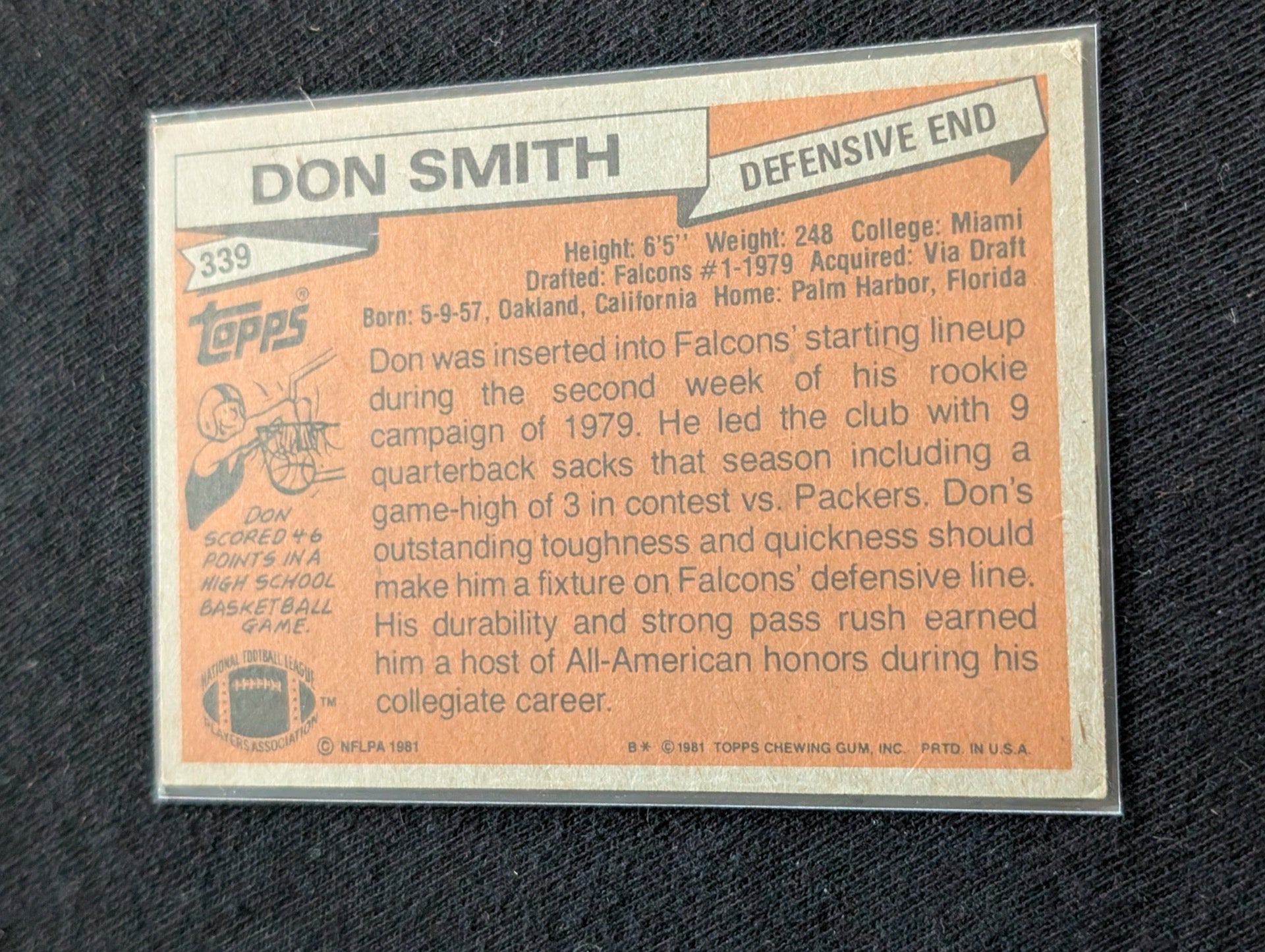 Don Smith Atlanta Falcons Vintage Topps Card Lot (2) 1980 & 1981