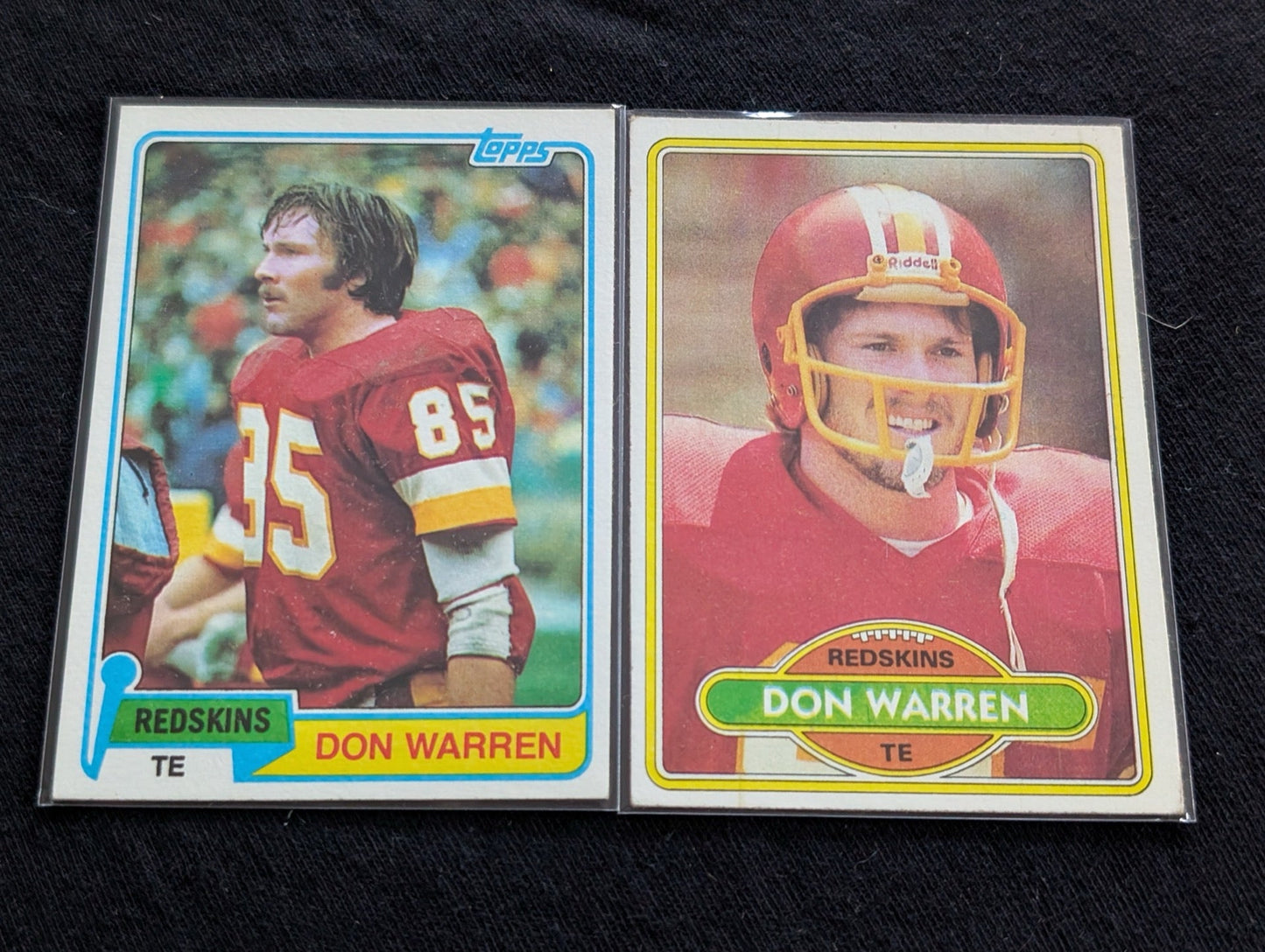 Don Warren Washington Redskins Vintage Topps Card Lot (2) 1980 1981