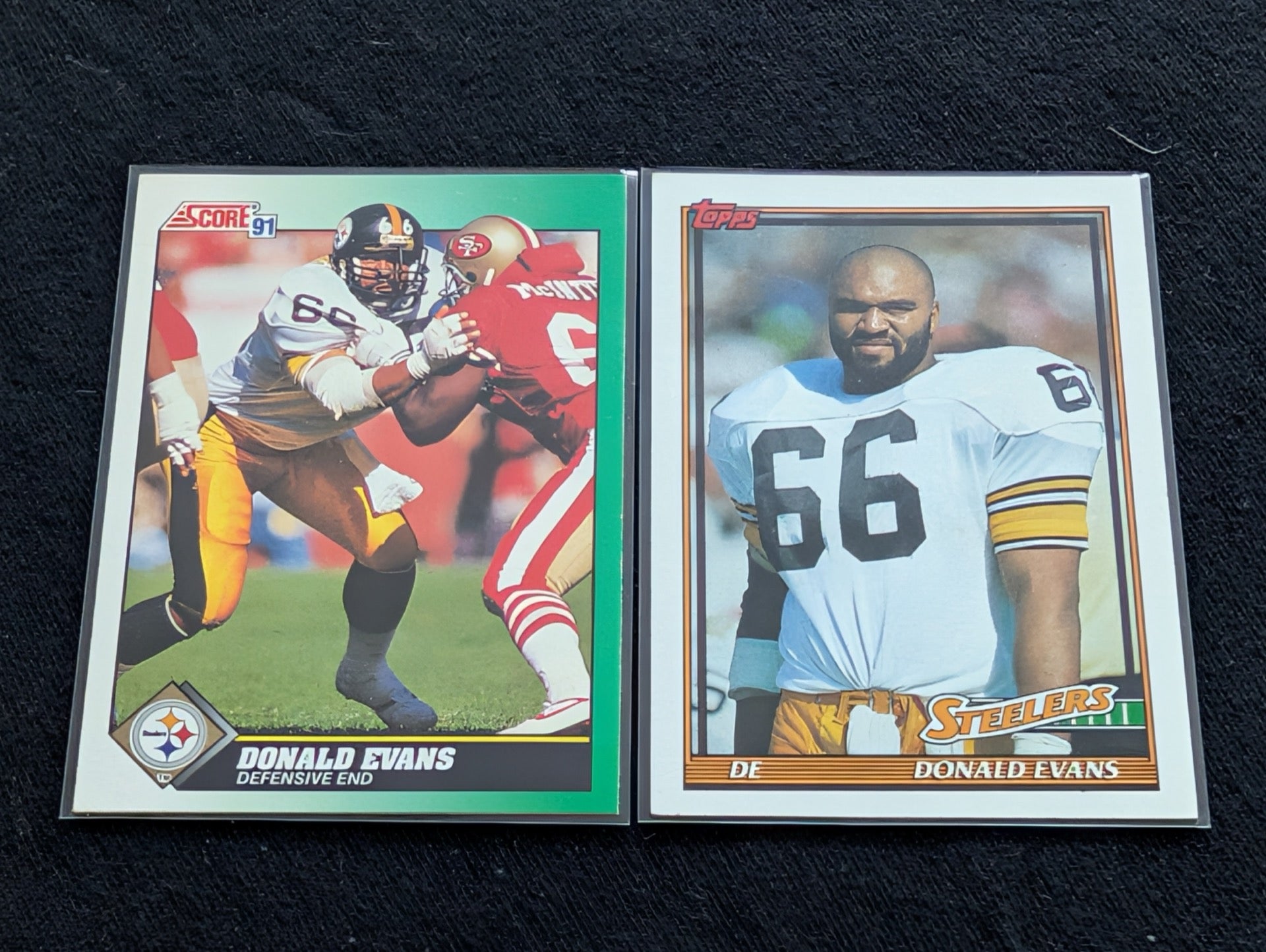 Donald Evans Pittsburgh Steelers DE Card Lot (2) 1991 Score & Topps