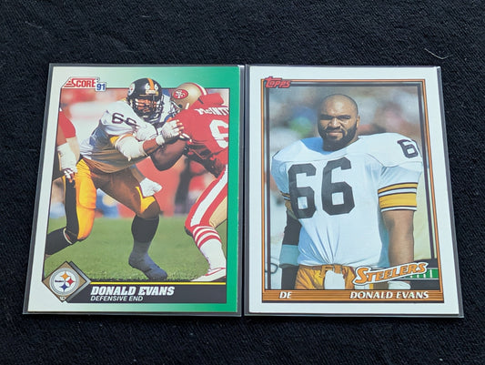 Donald Evans Pittsburgh Steelers DE Card Lot (2) 1991 Score & Topps