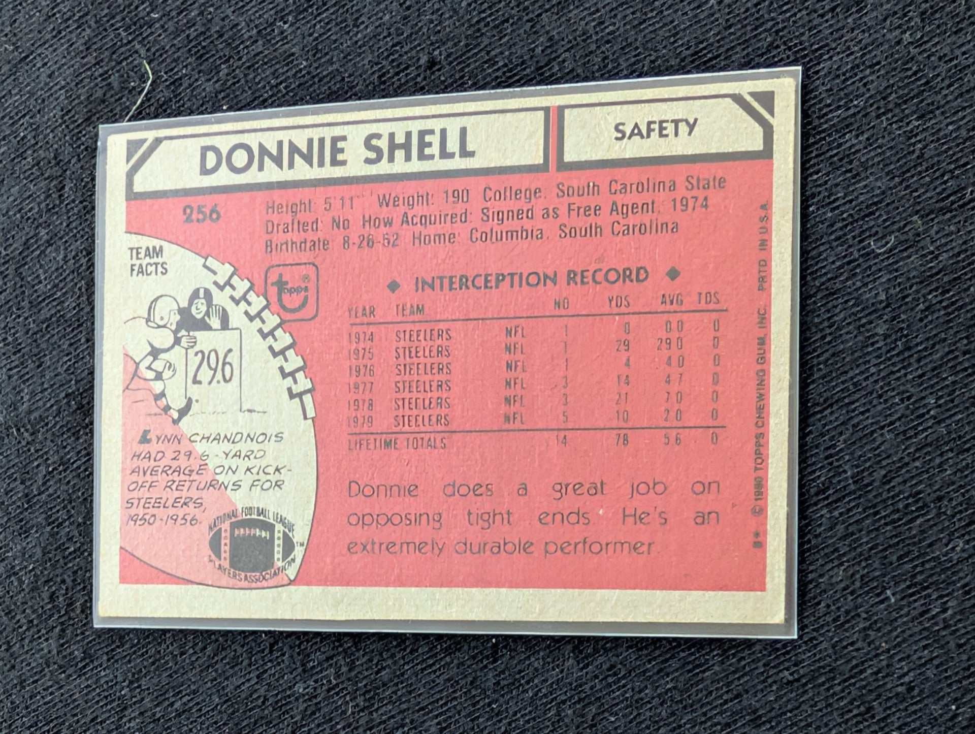 Donnie Shell HOF Steelers Vintage Topps Card Lot (2) 1980 1981 Steel Curtain