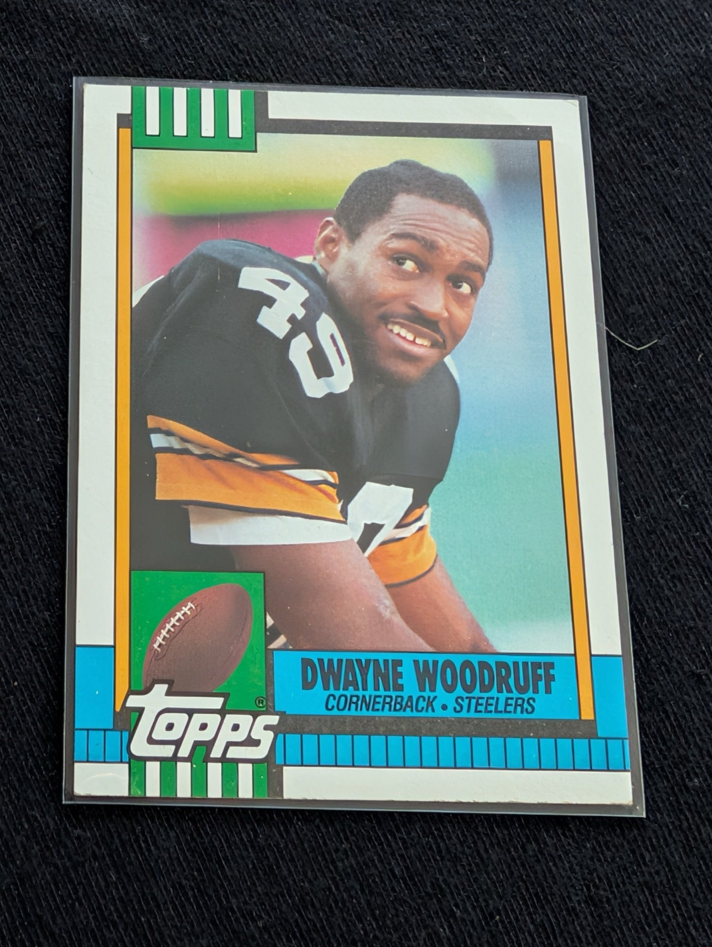 Dwayne Woodruff Pittsburgh Steelers CB Lot (2) 1990 Topps & Pro Set Legends