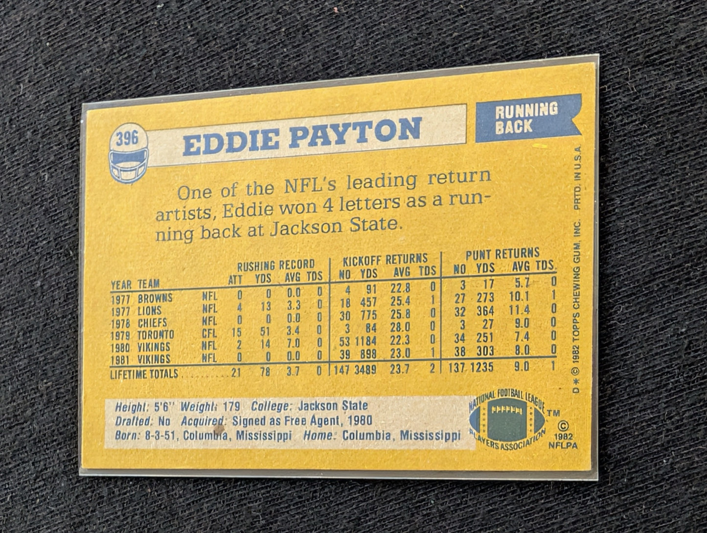 Eddie Payton Minnesota Vikings Vintage Topps Card Lot (2) 1980 1981