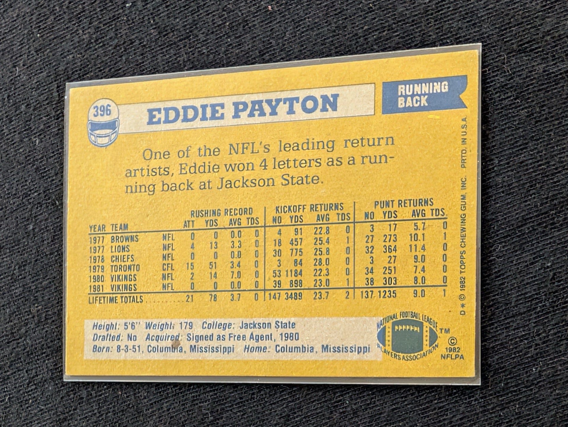 Eddie Payton Minnesota Vikings Vintage Topps Card Lot (2) 1980 1981