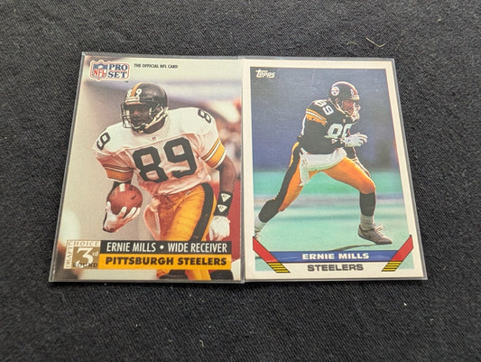 Ernie Mills Pittsburgh Steelers WR Card Lot (2) 1991 Pro Set & Topps