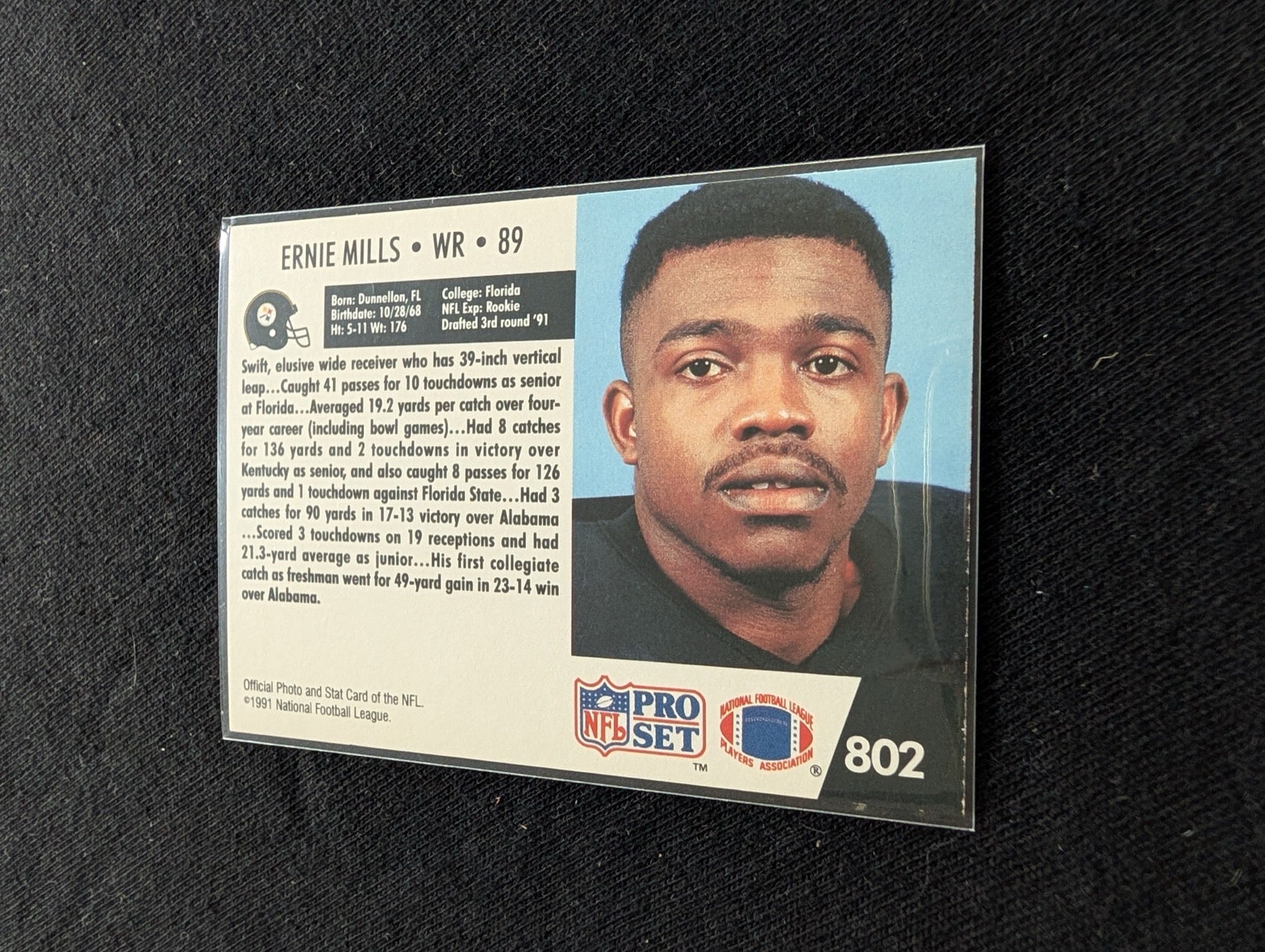 Ernie Mills Pittsburgh Steelers WR Card Lot (2) 1991 Pro Set & Topps