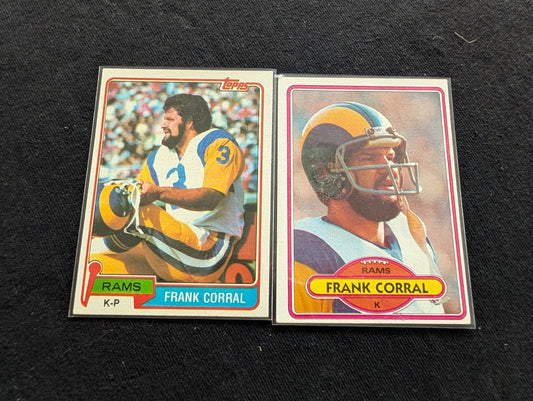 Frank Corral Los Angeles Rams Kicker Vintage Topps Card Lot (2) 1980 1981