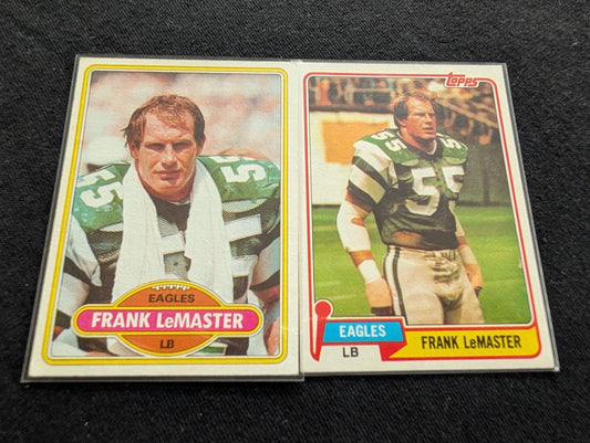 Frank LeMaster Philadelphia Eagles LB Vintage Topps Lot (2) 1980 1981
