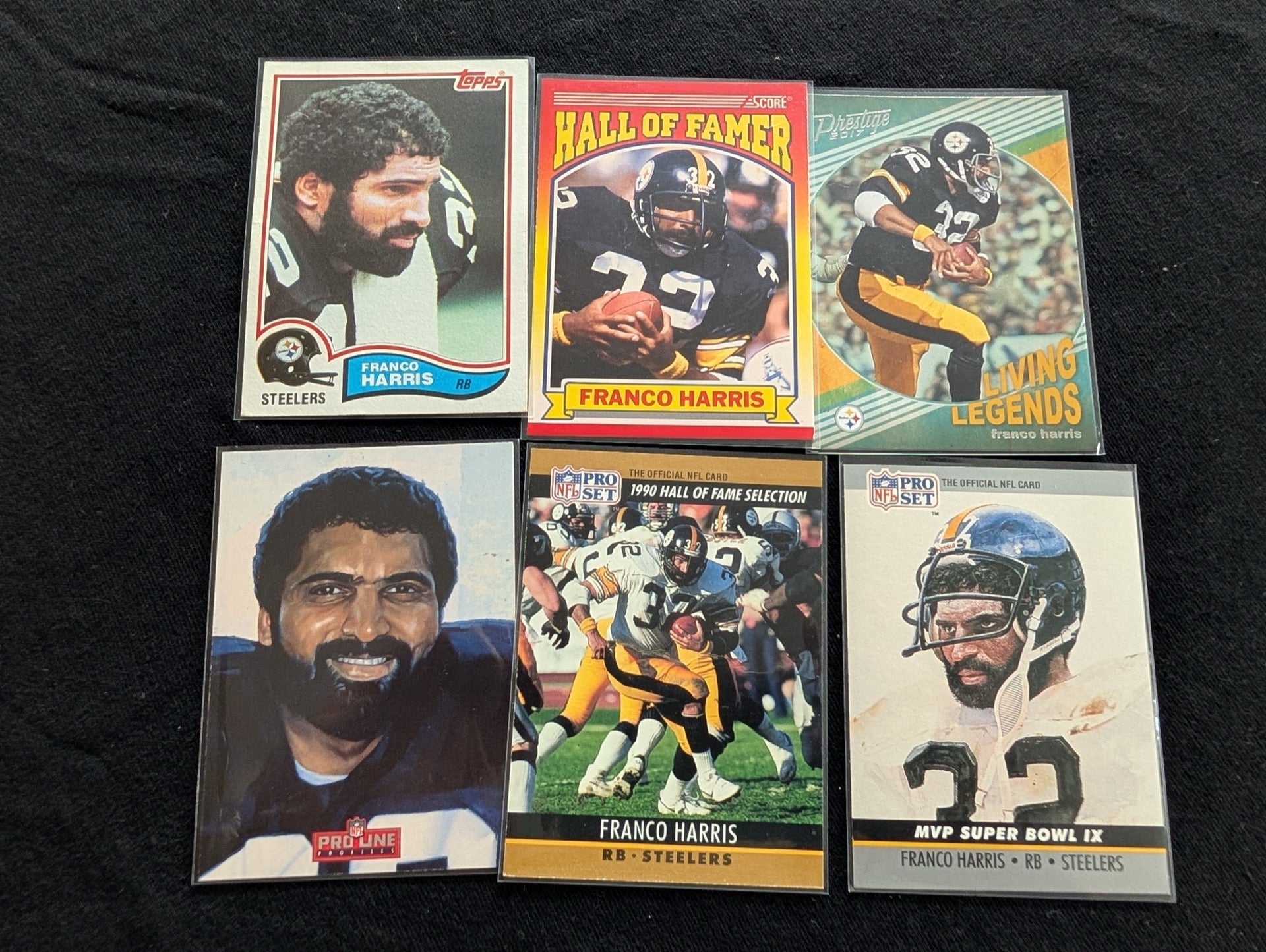 Franco Harris HOF Steelers Legend Card Lot (6) Topps, Score, Pro Set, Pro Line