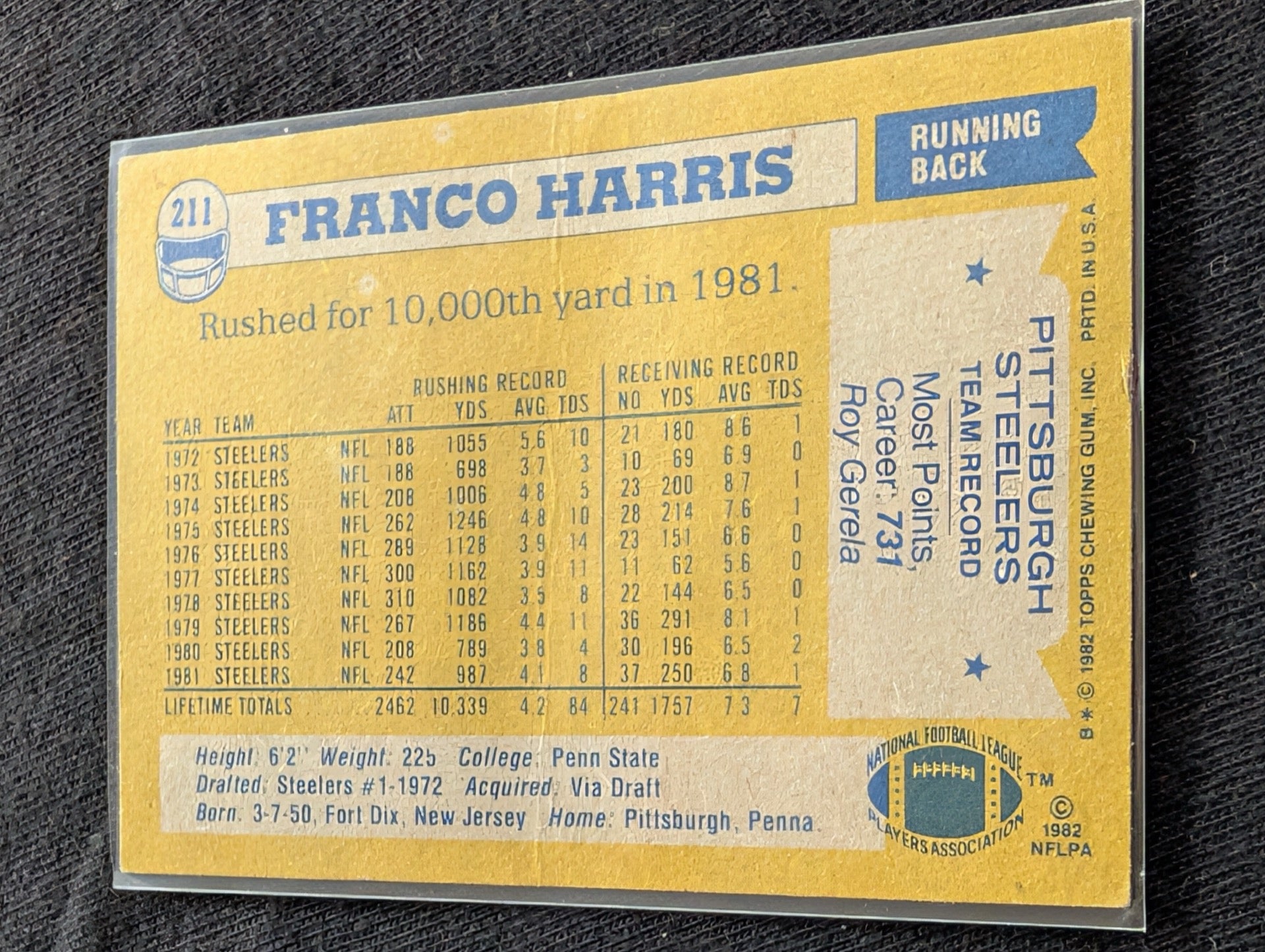 Franco Harris HOF Steelers Legend Card Lot (6) Topps, Score, Pro Set, Pro Line